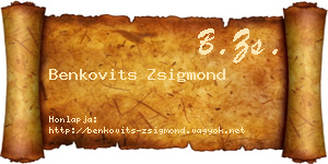 Benkovits Zsigmond névjegykártya